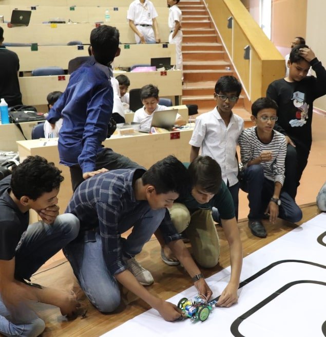 Students competing in a Techradiance robotics championship